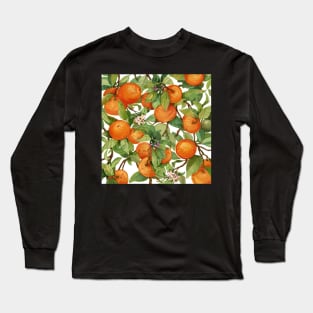 Watercolor orange branch with leaves Long Sleeve T-Shirt